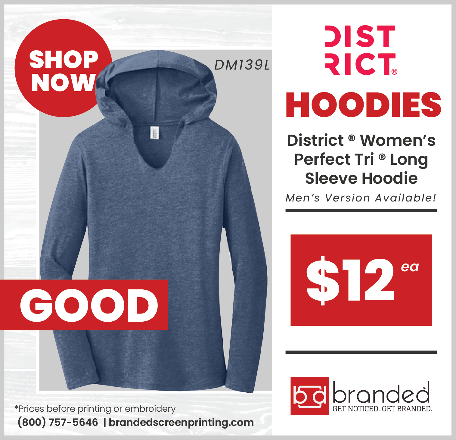 District Long Sleeve Hoodie for only $12 each